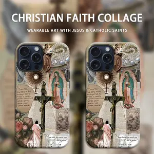 ClaChristian Faith Collage Phone Case for iPhone 11/12/13/14/15/16/17 Air Pro Max Samsung A06 A16 A23 A46 55 A71 S21 S22 S23 S24 S25 FE PLUS ULTRA  Vintage Catholic Scripture Art.NN42