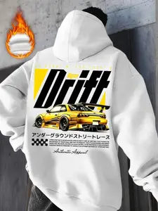 Hyper Drift Oversized Flame Fleece Graphic Hoodie | JDM Nissan Skyline R34 Print | Urban Streetwear/Car Enthusiast/OOTD | Oversized Drop Shoulder/Cozy Warm | Trending TikTok Street Style Drift Car Apparel | Bold Yellow Racing Design for Automotive