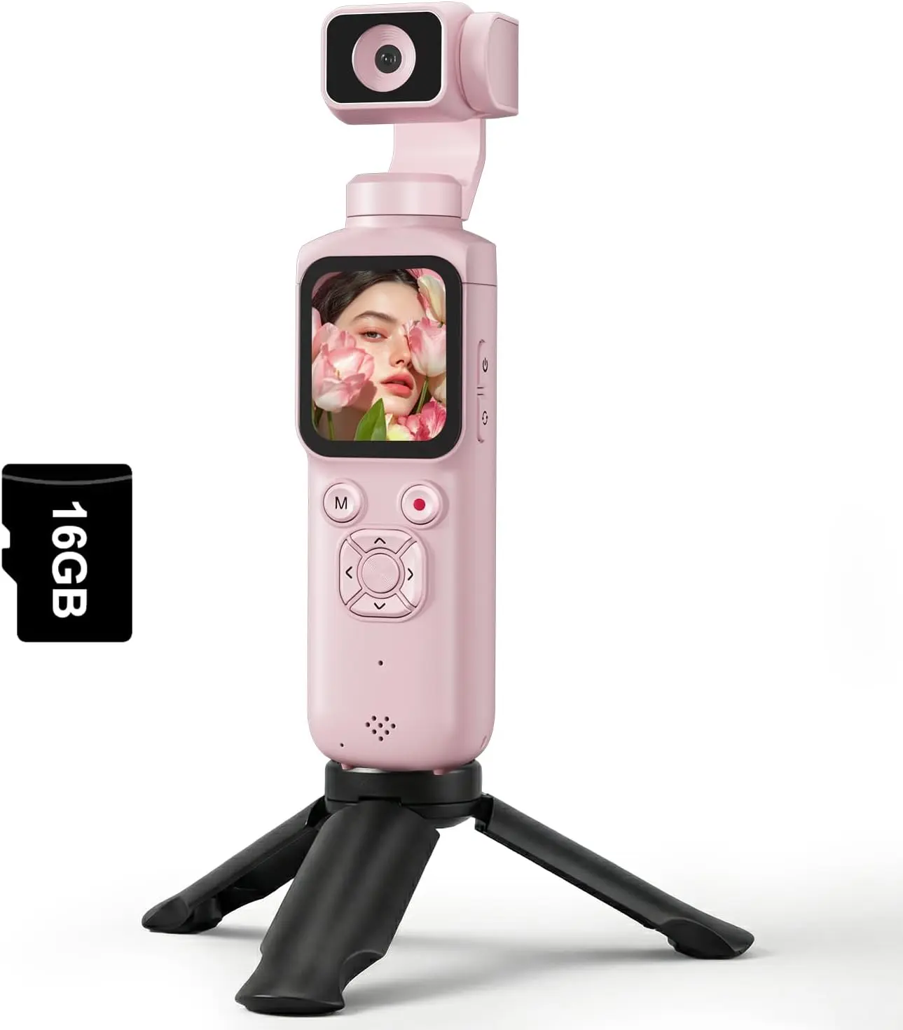 4K Vlogging Camera, Pocket Digital Camera, 330° Rotating Lens