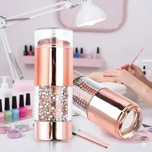 Portable Nail Art Stamper Kit: Slip-Resistant Grip, Quick-Transfer Self-Adhesive Silicone Heads, Interchangeable Tips & Pattern Plates. Safe Rounded Design, Includes Rhinestone Stylus & Storage for Nail Painting Accessories.