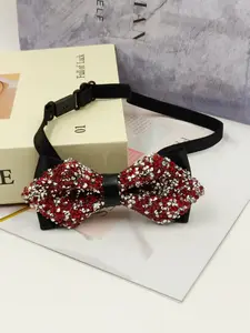 Elegant Adjustable Bow Tie, Full Diamond Double Layer Embellished, Groomsmen Wedding Party Stage Performance Accessory