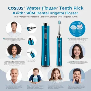 COSLUS Water Dental Flosser Teeth Pick: Portable Cordless Oral Irrigator 300ML Rechargeable Travel Irrigation Cleaner IPX7 Waterproof Electric Daily Gift Portable Rechargeable cleen teeth waterflossing rechargeable travel