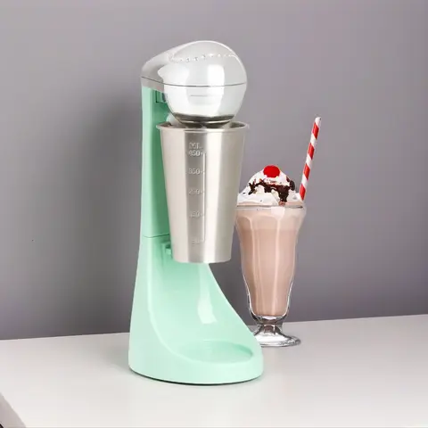 Nostalgia Household 2-Speed 100W Motor Milkshake Maker - Drink Mixer with Detaching Spindle, Durable Stainless Steel Mixing Cup, Customizable Milkshake Thickness, Malt & Soda Ready Kitchen Appliance