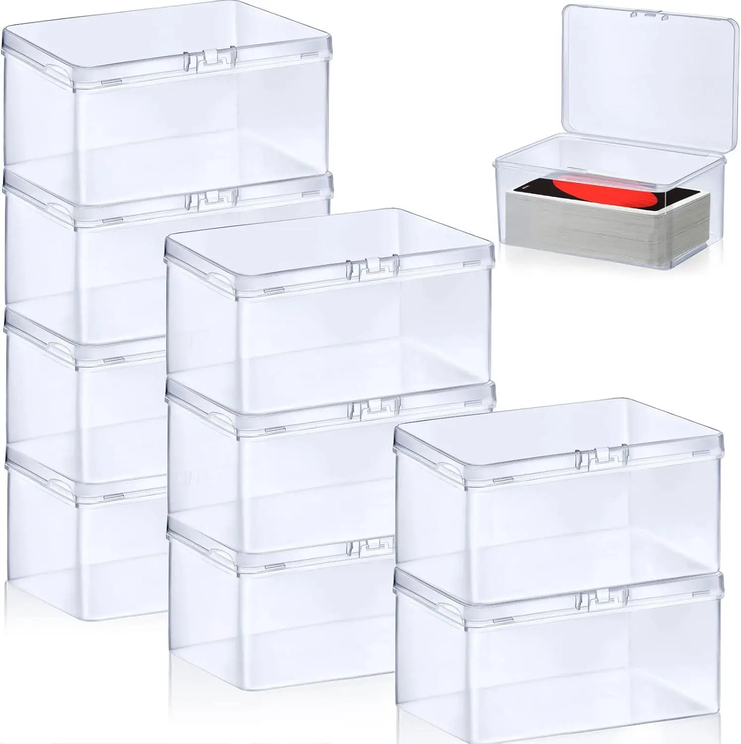 10 Packs Plastic Game Card Storage Box, High Capacity Store Case Suitable for Baseball Cards, Trading or Gaming Cards, Bank Cards, Chess Pieces, Loose Change, Earrings and Other Accessories(NO Cards)
