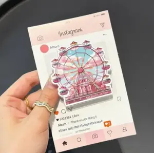 Pink Pastel Ferris Wheel MagSafe Phone Grip, Cute Rotating Stand Pop Socket, Aesthetic Magnetic Phone Holder for iPhone Kindle, Carnival Gift for Her