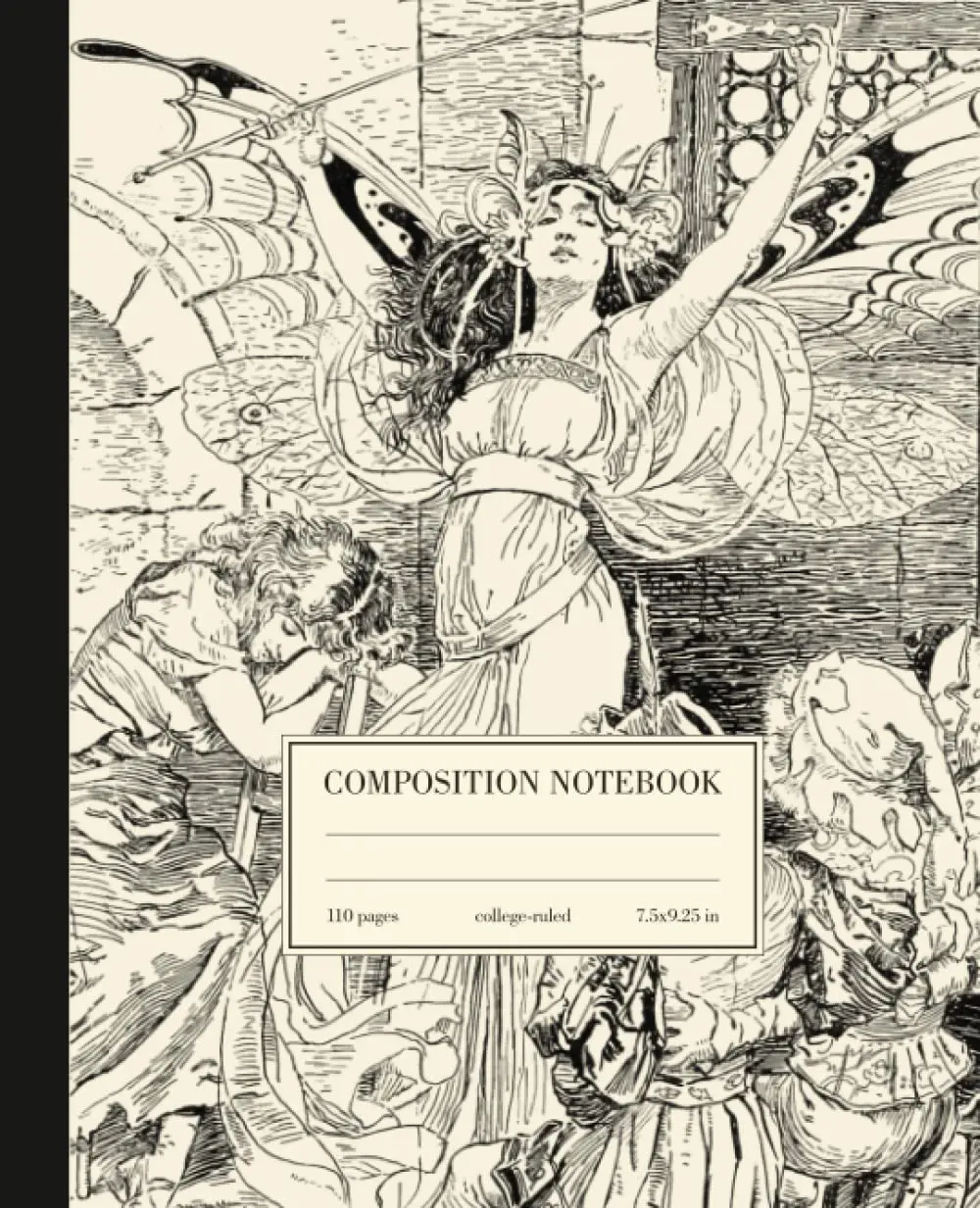 Composition Notebook College Ruled: Fairy Vintage Illustration | Cute Fairycore Aesthetic Journal For Girls, Teens, Women | Wide Lined