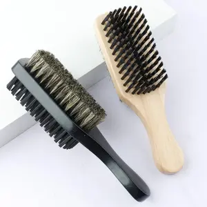 Double-sided Wooden Handle Beard Brush, 1 Count Multifunctional Hair Cleaning Brush, Professional Hair Styling Tool for Men & Women, Soft Bristle Brush