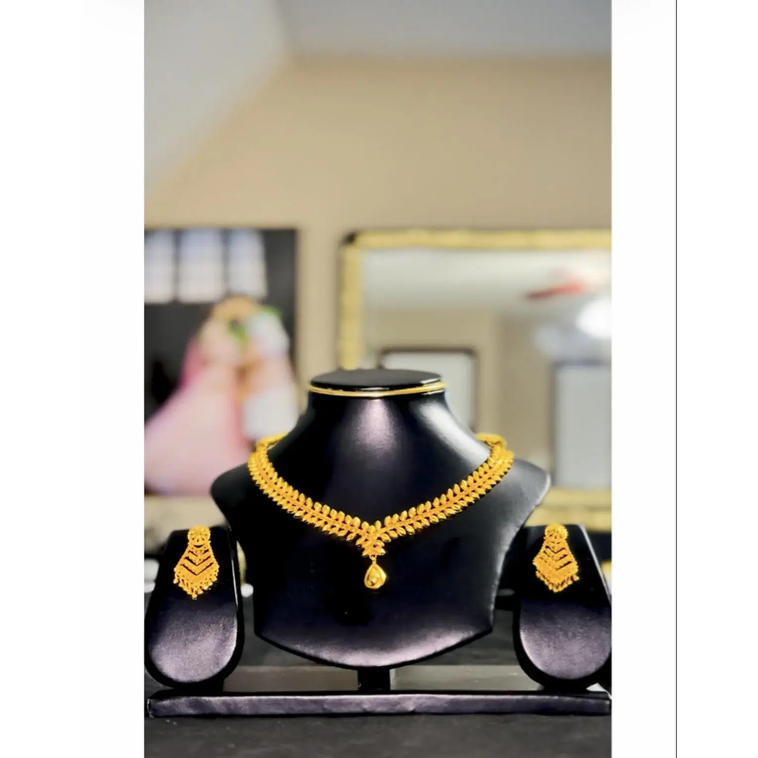 Dhan ko Bala Necklace with Earrings - Elegant Gold Tone Jewelry Set for Women