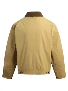 Men's Lightweight Workwear Jacket, Corduroy Collar Casual Windproof Coat, Spring Fall Outerwear, Street Style Zipper Jacket, Daily Wear