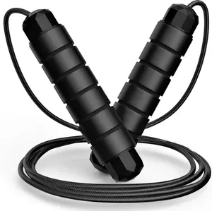 Adjustable Speed Jumping Rope Cable with Ball Bearings for Women, Men & Kids, Adjustable Steel Jump Rope with Foam Handles for Home Gym Exercise Fitness Workout Equipment