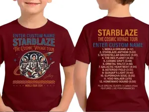 Custom Concert Tour Graphic Tee - Personalized Retro Band T-Shirt for Men and Women - Custom Singer Name Musical Event Top - Vintage Double Sided Unisex Streetwear