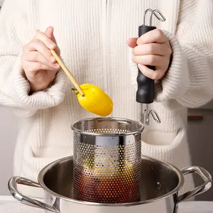 Stainless Steel Noodle Strainer Kitchen Hot Pot Strainer Basket for Blanching Vegetables, Cooking Noodles, Filtering Food, and Scooping Out Food