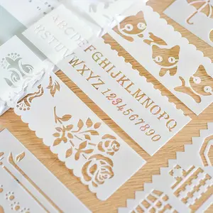 8pcs DIY sewing tools Painting template Slender Strip generation 8 sets of pattern painting template Hand-drawn cartoon painting template ruler giy painting sewing AIDS flower pattern