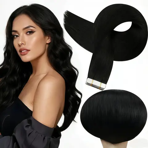 Full Shine Tape in Hair Extensions Natural Straight Real Human Hair 20 Pcs 50g Invisible Realistic Hairpiece for Women’s Beauty, 12-28inch Natural Looking Hair for Special Events FallPicks #Sohochic #TikTokShopFallDealsForYou