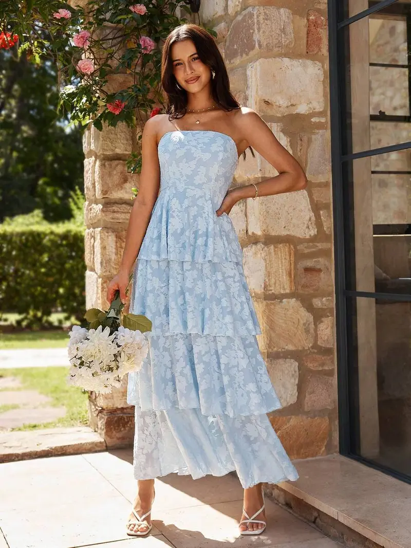 long blue ruffle dress - TikTok Shop long blue ruffle dress - TikTok Shop