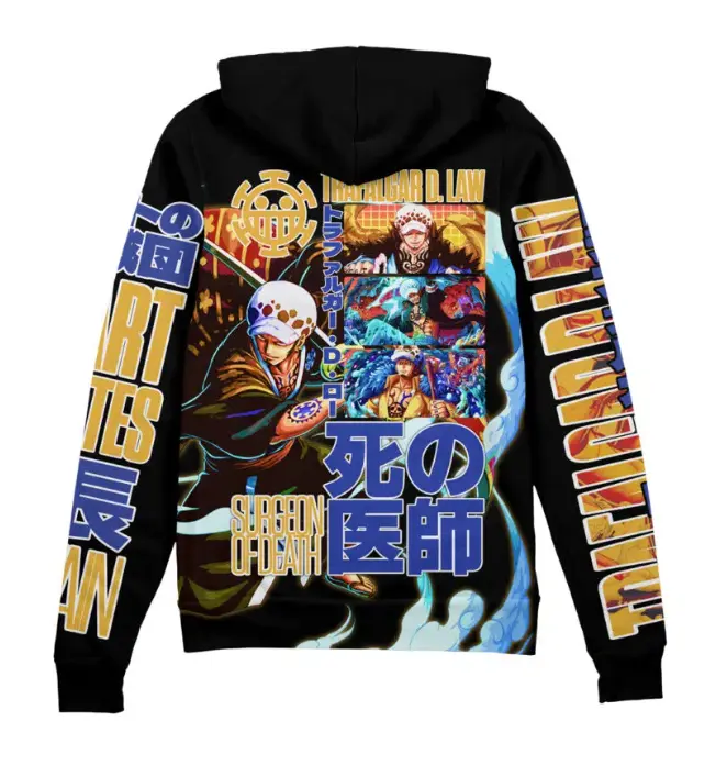 [FREESHIP] Trafalgar D-Law V3 Streetwear Zip Hoodie Jacket, Anime fan zip up hoodie, Perfect for Fall & Winter with Fitted Design #anime  #hoodie #jacket #menwear