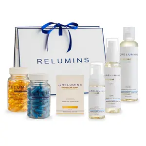 Relumins Pro Clear 5-Step Defense Set – Skincare Bundle with Oral Capsules Soap Foam Toner and Serum – Deep Cleansing Routine for Smooth Glowing Skin and Natural Glow – Holiday Gift Set for Her