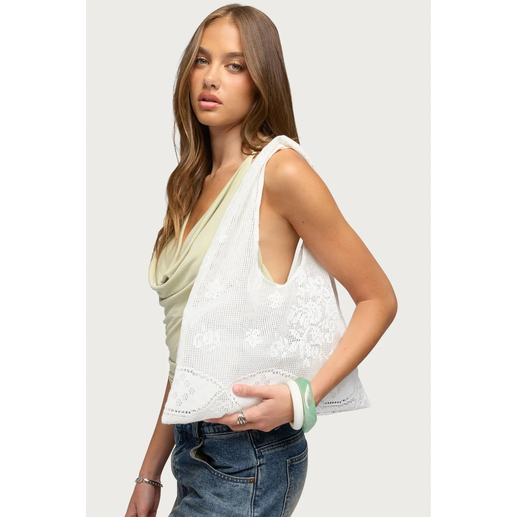 Floral Crochet Tote Bag