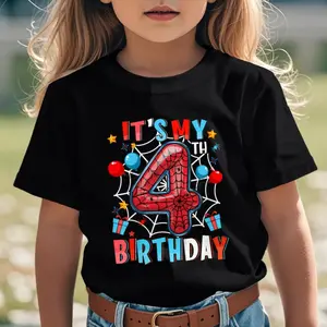 Kids It's My 4th Birthday Spider Web Theme Party 4 Years Old Boys T-Shirt B0DTJHDJMY Funny Awesome Graphic Kid T-Shirt Casual Kid T Shirts Trendy Cool Tees Tops for Kid