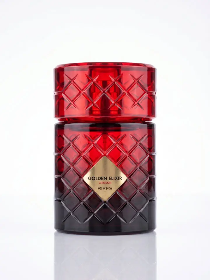 RIIFFS Golden Elixir Crimson Unisex EDP Spray Perfume Bottle, 3.4fl.oz (100ml), Cognac Blend with Spicy Warmth Unisex Fragrance, Perfume Bottle Unisex Fragrance