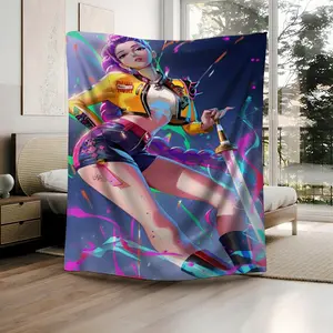 1Pc kpop Rumi Witch Hunters Animation Illustration Digital pattern printed blanket Soft warm blanket Suitable for bedrooms, guest rooms, living rooms, student dormitories, car sofas, and travel multifunctional blanket