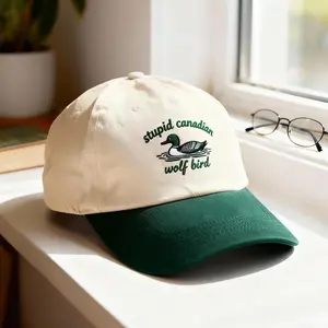 Embroidered Stupid Canadian Wolf Bird Two Tone Baseball Cap Custom Thread Color