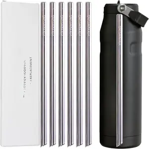 Metal Straws Replacement Stainless Steel for  IceFlow Aerolight Flip Straw 2.0 Bottle 36 oz 6-Pack