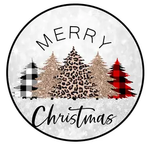 UV-Protected Aluminium Round Christmas Tree Wreath Sign - Assorted Sizes, Wall-Mounted Festive Ornament for Home Supplies, Room Decor