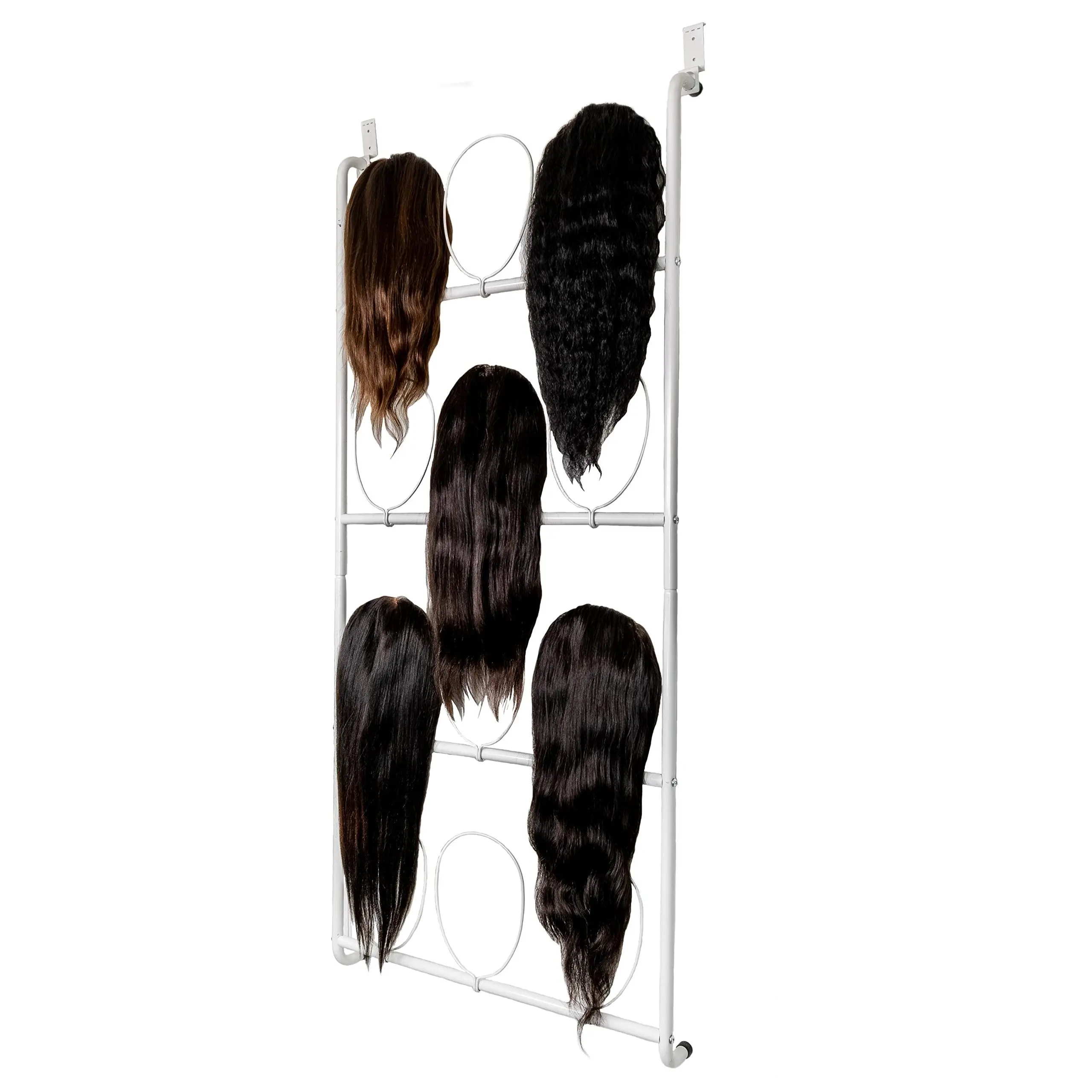 Hold'R  Door or Wall Hanging Metal Headwear and Neckwear Rack | Wig Stand | Wig Holder For Multiple Wigs | Hats | Bags or Purses| 12 Pieces