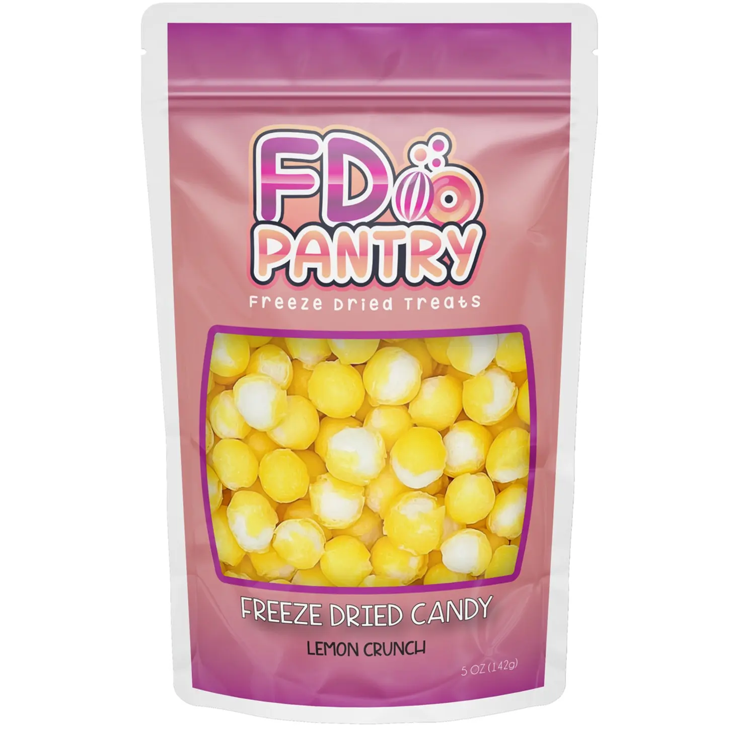 Freeze Dried Candy Lemon Crunch Sour  - 5oz Resealable Snack Bag -  Sour Tangy Crunch Treat Gift