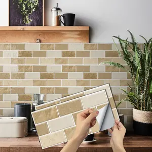 Brick Pattern Wall Stickers 15x30cm, Removable Waterproof Oilproof, Flat Sticker Type, Universal Use, Home Decor Upgrade