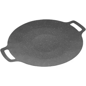 Non-Stick Korean Oil-Free Stone Grill Pan, Griddle Skillet, 34cm Size, Eco-Friendly BBQ Tray, Perfect for Healthy Cooking and Outdoor Use