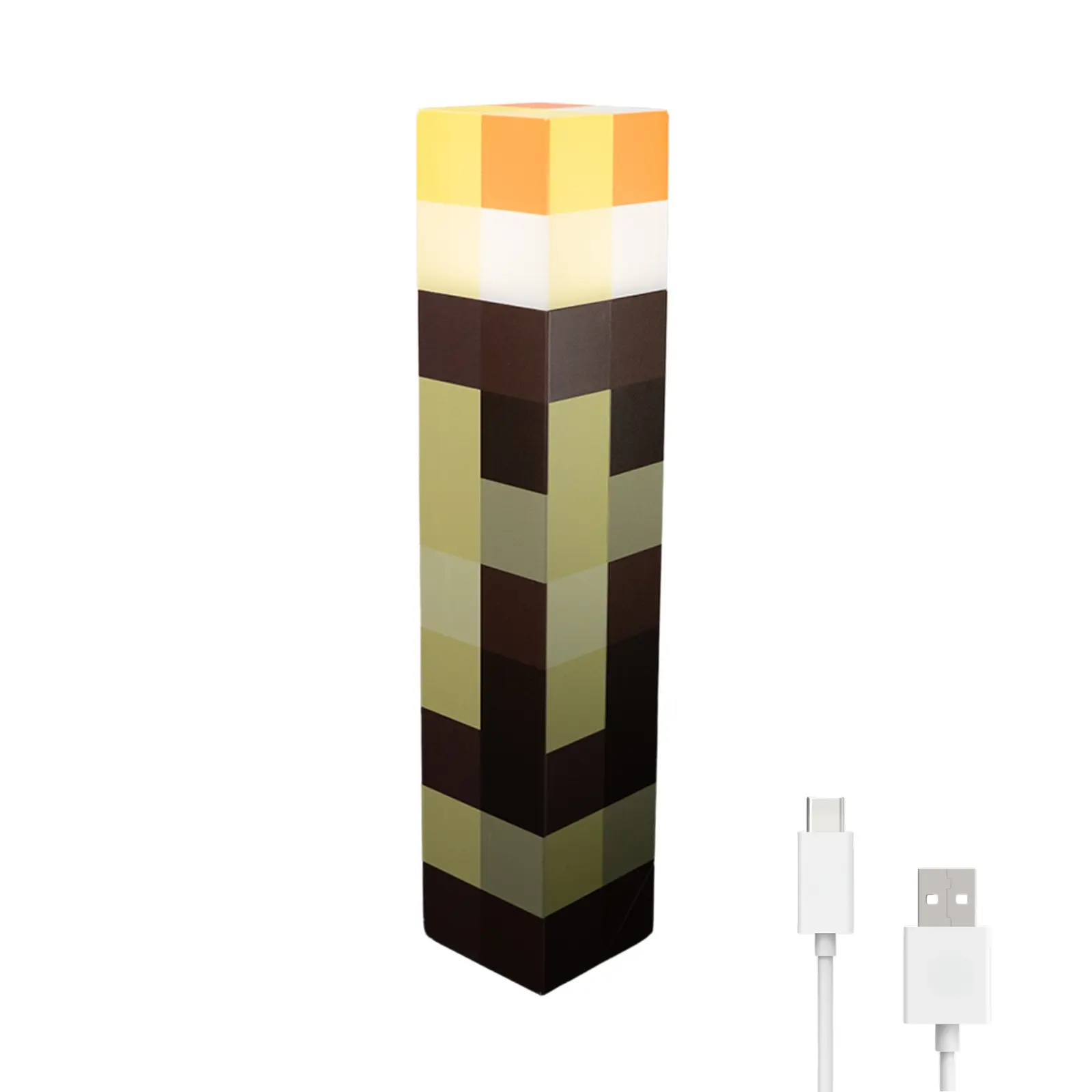 Pixel Torch Light, LED Night Light for Gaming Room Decor, Torch Lamp, USB Rechargeable, Kids' Bedroom Lighting, Cosplay Role Play, 4 Lighting Color Conversion Scenes, Wall Light
