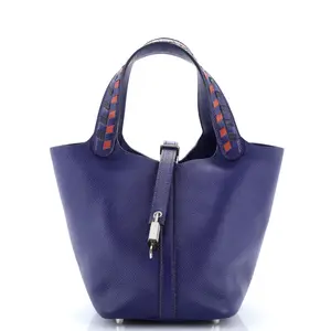 Pre-owned HERMÈS material Bucket Bags Hermes Picotin Lock Bag Tressage Epsom PM by Rebag