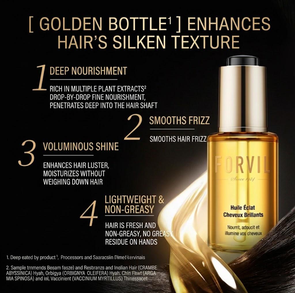 Frizz Control | FORVIL Lightweight & Non-Greasy Hair Oil Serum | Deep Nourishing & Voluminous Shine with French Fragrance | For Daily Styling & After-Shower Care, 1.1oz