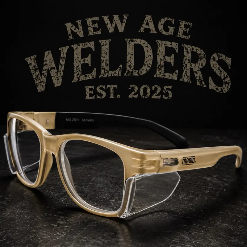 New Age Welders Z87+ Rated Safety Glasses with Anti-fog Clear Lenses & Protective Side Shields for Welding Fabrication Construction