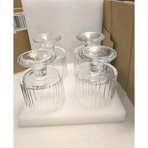 Hearth & Hand Clear Fluted Glass Parfait Ribbed Cup Set of 4 - Stylish Drinkware for Desserts & Beverages - Elegant Kitchen & Dining Room Decor