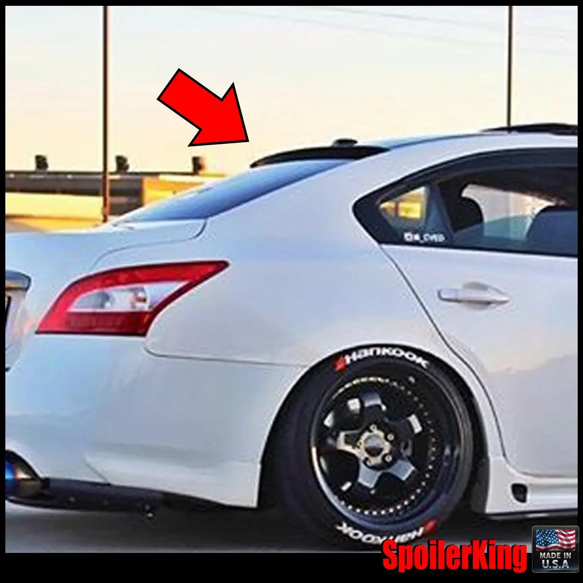 Aftermarket Polyurethane Rear Window Curved Roof Spoiler (284R) for Nissan Maxima 2009-2015, Self-Adhesive Auto Body Replacement Part, 1 1/4" High, 2 5/8" Wide, Curved Roof Spoiler Design