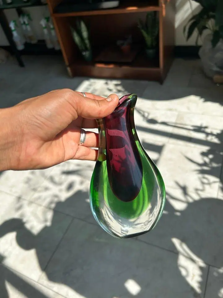 Vintage Murano-Style Sommerso Art Glass Vase