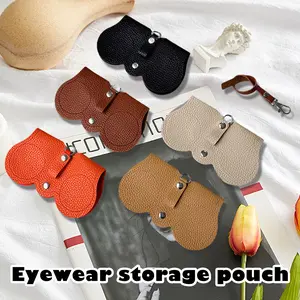 1 Count Soft Leather Sunglasses Bag, keychain hook design helps hang it inside handbags, preventing glasses from getting lost