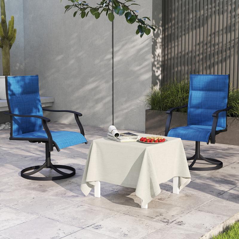 Outdoor Patio Swivel Dining Chairs Set of 2/4, 360 Swivel and All Weather Rocking Chair with Padded Textilene Mesh Fabric and Rust Proof Steel Frame, 400 Lb. Capacity, Grey