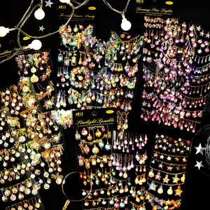 Laser Glitter Sticker, 3 Counts/bag DIY Decorative Sticker, DIY Decals for Scrapbooking, Journaling, Gift Wrapping, Greeting Cards, DIY Crafts, Diary Sticker