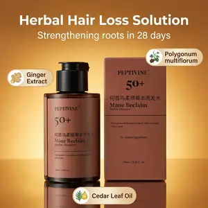 PEPTIVINE 50+ Mane Reclaim Herbal Shampoo| 100ml Travel Size| Polygonum & Ginkgo Extract for Grey & Coarse Hair| Silky Anti-Aging Care
