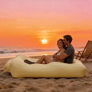 Inflatable Sofa Bed Portable Orange, Multi Purpose Camping Air Cushion Soft, Comfortable Mattress for Outdoor Music Festival Picnic Father’s Day Present,Mother's Day gifts, party gifts