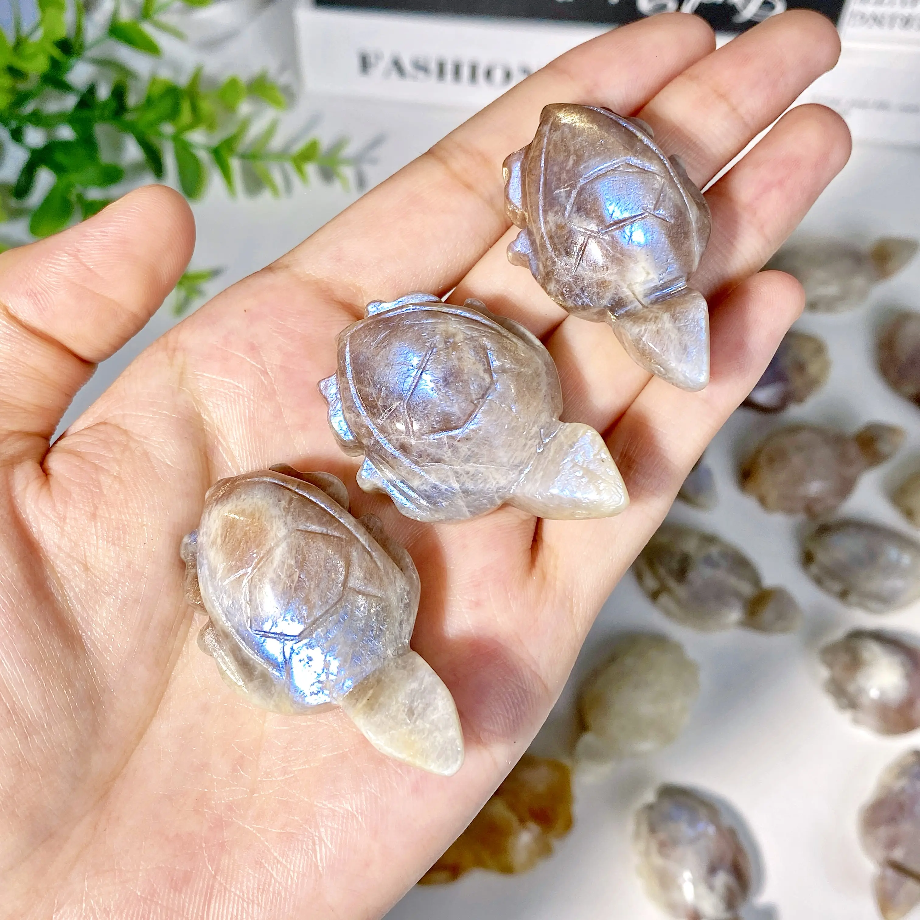 moonstone turtle-handcrafted crystal carving