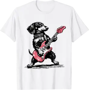 Vintage Dachshund Weenie Playing Guitar Funny Dog Rocker T-Shirt - Samuelmar Shop 25B0FF3LMQB1