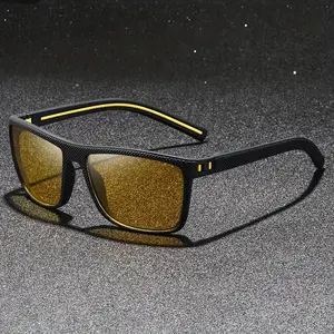 Vintage Square Yellow Night Vision Glasses - Unisex Luxury Designer Fashion Glasses with Anti-Glare Lenses for Driving, Fishing and Traveling, PC Frame and Lens, Classic Style Unisex