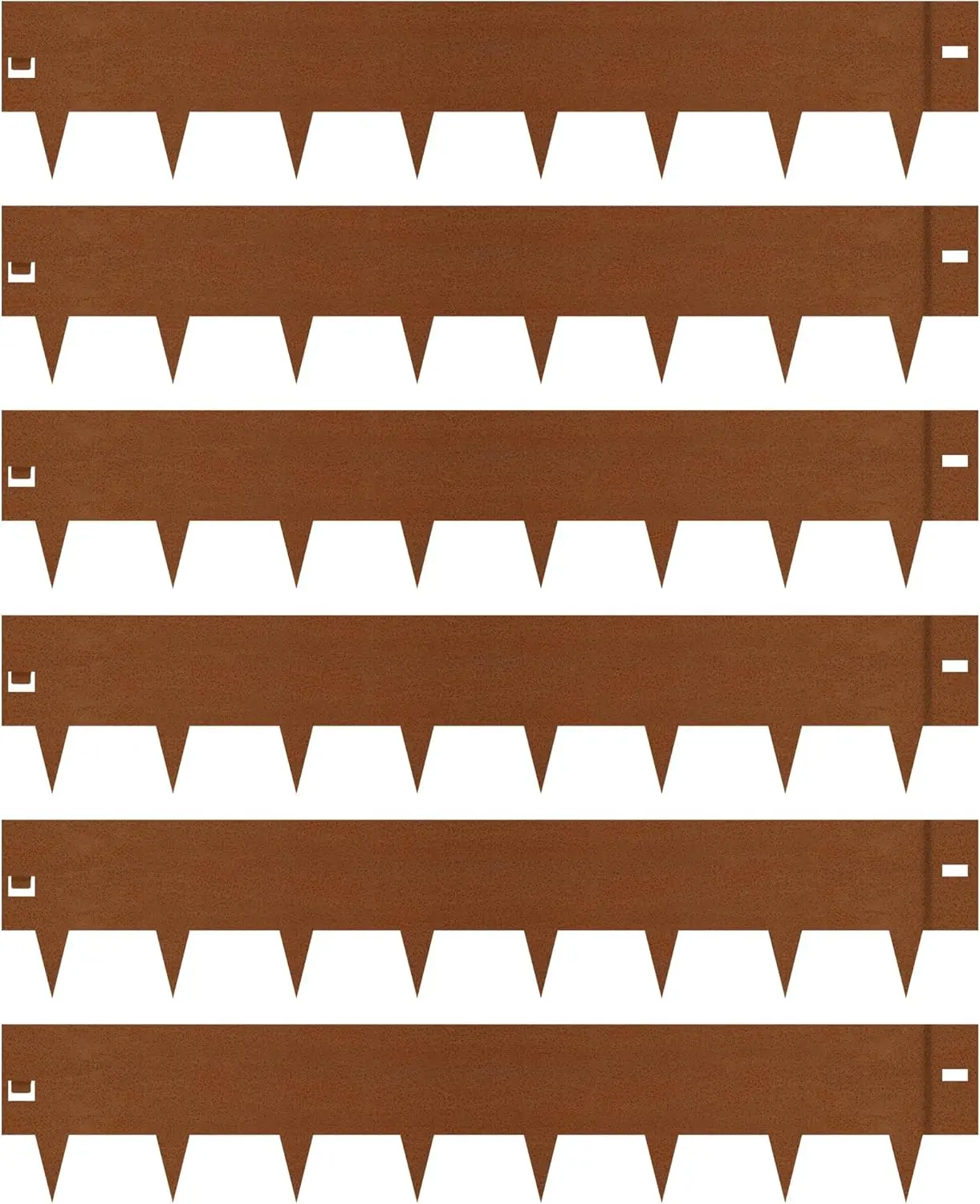 Garden 6-Pack 8" H. Corten Steel Landscape Lawn Edging (20Ft Total) - Rust Patina Finish 18-Gauge Bendable Metal Strips - Hammer-in Edging Border - Buckle Connection - Yard Pathway Divider