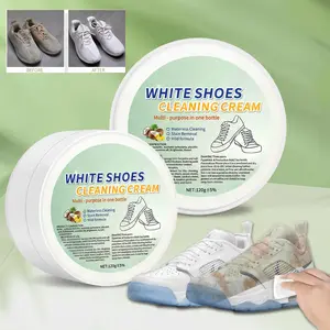 White Shoe Cleaning Cream with Sponge Applicator - Multi-Purpose Leather Upholstery & Footwear Cleaner for Sneakers, Canvas Shoes