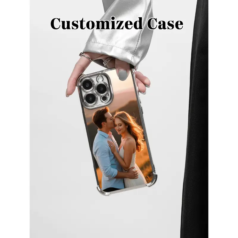 1 Custom Photo Transparent Electroplated Soft Phone Case: Shockproof, fits iPhone 17/16/15/14/13/12/11 Pro Max & 14/15/16 Plus. Gift for anniversaries/Valentine’s Day-mom/dad, partners, best friends.